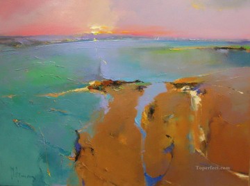 風景 Painting - 湾を越えた抽象的な海の風景